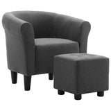 NNEVL 2 Piece Armchair and Stool Set Dark Grey Fabric