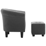 NNEVL 2 Piece Armchair and Stool Set Dark Grey Fabric