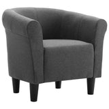 NNEVL 2 Piece Armchair and Stool Set Dark Grey Fabric