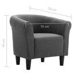 NNEVL 2 Piece Armchair and Stool Set Dark Grey Fabric