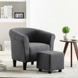 NNEVL 2 Piece Armchair and Stool Set Dark Grey Fabric