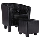 NNEVL Tub Chair with Footstool Black Faux Leather