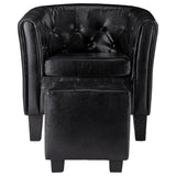 NNEVL Tub Chair with Footstool Black Faux Leather