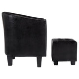 NNEVL Tub Chair with Footstool Black Faux Leather