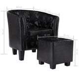 NNEVL Tub Chair with Footstool Black Faux Leather