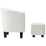NNEVL Tub Chair with Footstool White Faux Leather