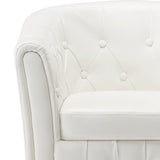 NNEVL Tub Chair with Footstool White Faux Leather