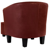 NNEVL Tub Chair with Footstool Wine Red Faux Leather