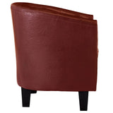 NNEVL Tub Chair with Footstool Wine Red Faux Leather