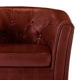 NNEVL Tub Chair with Footstool Wine Red Faux Leather