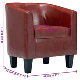 NNEVL Tub Chair Wine Red Faux Leather