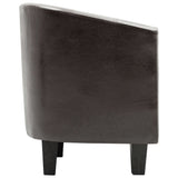 NNEVL Tub Chair with Footstool Dark Brown Faux Leather