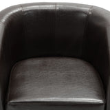 NNEVL Tub Chair with Footstool Dark Brown Faux Leather