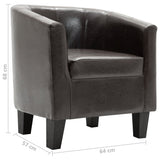 NNEVL Tub Chair with Footstool Dark Brown Faux Leather