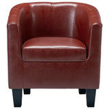 NNEVL Tub Chair with Footstool Wine Red Faux Leather