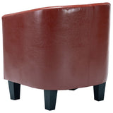 NNEVL Tub Chair with Footstool Wine Red Faux Leather