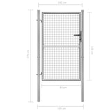 NNEVL Garden Gate Galvanised Steel 105x175 cm Silver