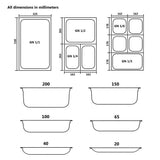 NNEVL Gastronorm Containers 4 pcs GN 1/1 65 mm Stainless Steel