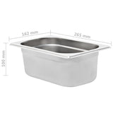 NNEVL Gastronorm Containers 8 pcs GN 1/4 100 mm Stainless Steel