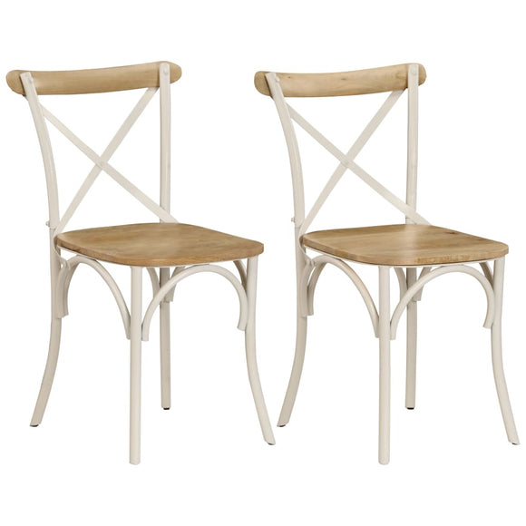 NNEVL Cross Chairs 2 pcs White Solid Mango Wood