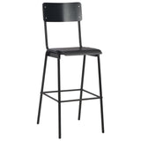 NNEVL Bar Chairs 2 pcs Black Solid Plywood Steel