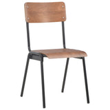 NNEVL Dining Chairs 2 pcs Brown Solid Plywood Steel