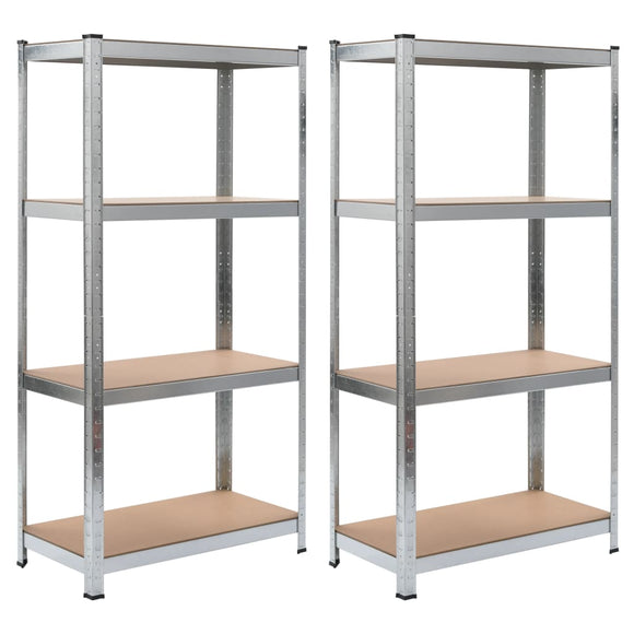 NNEVL Storage Shelves 2 pcs Silver 80x40x160 cm Steel and MDF