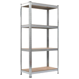 NNEVL Storage Shelves 2 pcs Silver 80x40x160 cm Steel and MDF