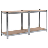 NNEVL Storage Shelves 2 pcs Silver 80x40x160 cm Steel and MDF
