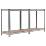 NNEVL Storage Shelves 2 pcs Silver 80x40x160 cm Steel and MDF