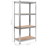NNEVL Storage Shelves 2 pcs Silver 80x40x160 cm Steel and MDF