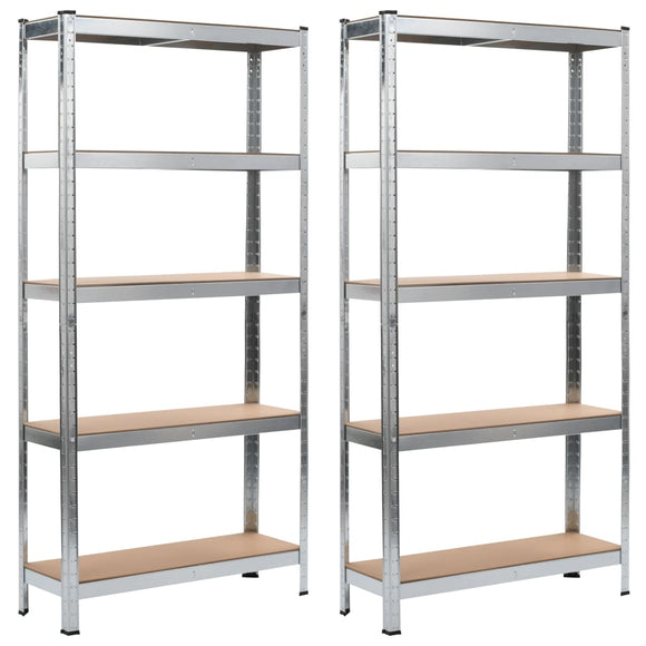 NNEVL Storage Shelves 2 pcs Silver 90x30x180 cm Steel and MDF