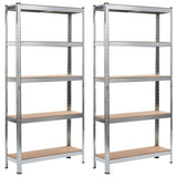 NNEVL Storage Shelves 2 pcs Silver 90x30x180 cm Steel and MDF