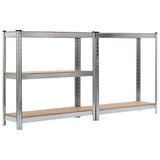 NNEVL Storage Shelves 2 pcs Silver 90x30x180 cm Steel and MDF