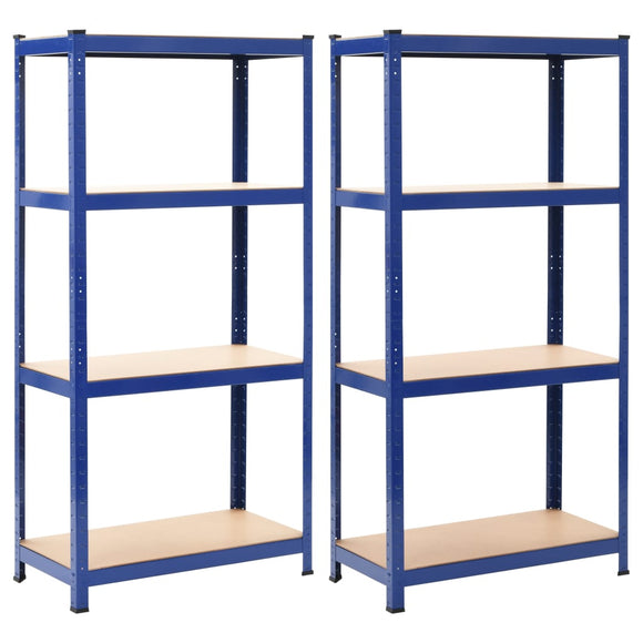 NNEVL Storage Shelves 2 pcs Blue 80x40x160 cm Steel and MDF