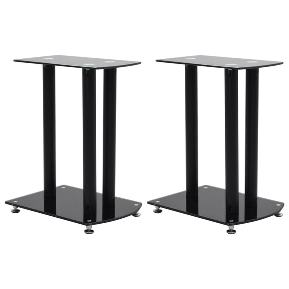 NNEVL Aluminum Speaker Stands 2 pcs Black Safety Glass