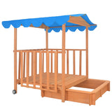 NNEVL Kids Playhouse with Sandbox Fir Wood Blue UV50