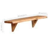 NNEVL Wall Shelves 2 pcs 60x20x16 cm Solid Acacia Wood