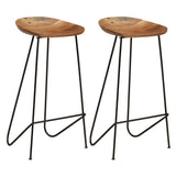NNEVL Bar Stools 2 pcs Solid Acacia Wood
