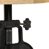 NNEVL Side Table 45x(45-62) cm Solid Mango Wood and Cast Iron