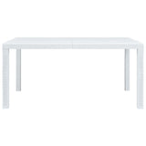 NNEVL Garden Table White 150x90x72 cm Plastic Rattan Look