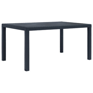 NNEVL Garden Table Anthracite 150x90x72 cm Plastic Rattan Look