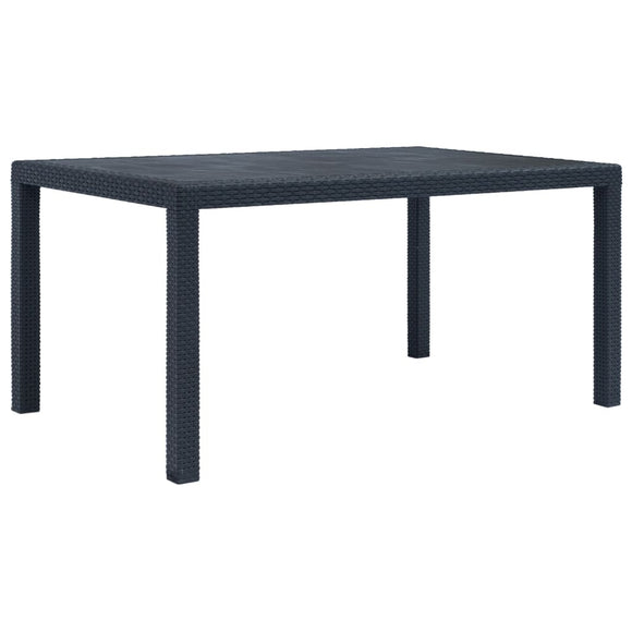 NNEVL Garden Table Anthracite 150x90x72 cm Plastic Rattan Look