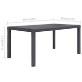 NNEVL Garden Table Brown 150x90x72 cm Plastic Rattan Look