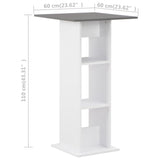 NNEVL Bar Table White and Anthracite Grey 60x60x110 cm