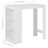 NNEVL Bar Table with Shelf White 110x50x103 cm