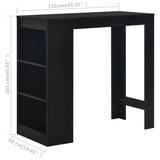 NNEVL Bar Table with Shelf Black 110x50x103 cm