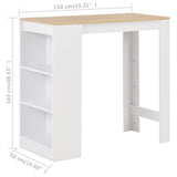 NNEVL Bar Table with Shelf White 110x50x103 cm