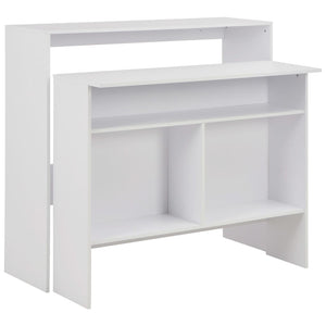NNEVL Bar Table with 2 Table Tops White 130x40x120 cm