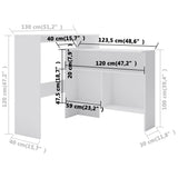 NNEVL Bar Table with 2 Table Tops White 130x40x120 cm